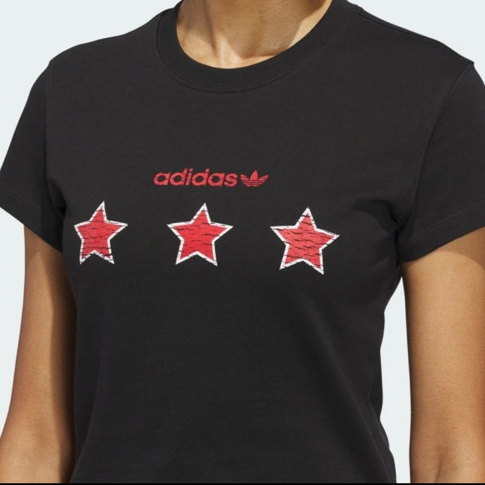 Adidas Women's Cyling Tee with Red Star Accents - Picture 3 of 7